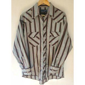 Vintage Wrangler X-Long Tails Men's Western Rockabilly Pearl Snap Long Sleeve